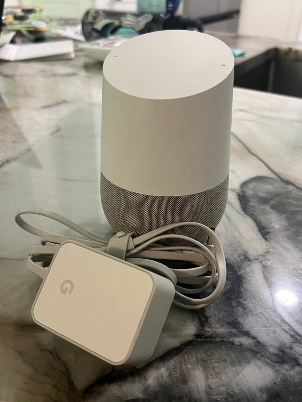 Google Home Smart Speaker in Chalk and Light Gray